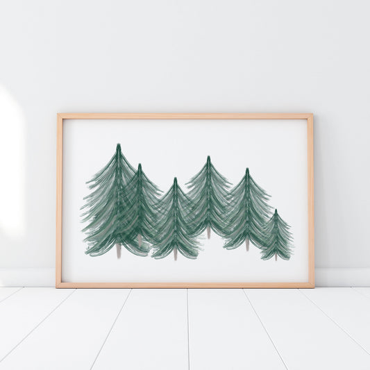 Evergreen Forest Trees Art Print